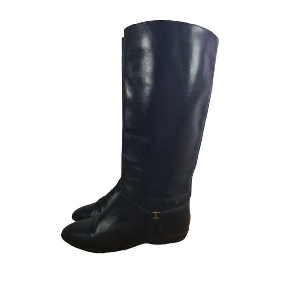 Vtg Etienne Aigner black leather riding boots - Picture 1 of 13